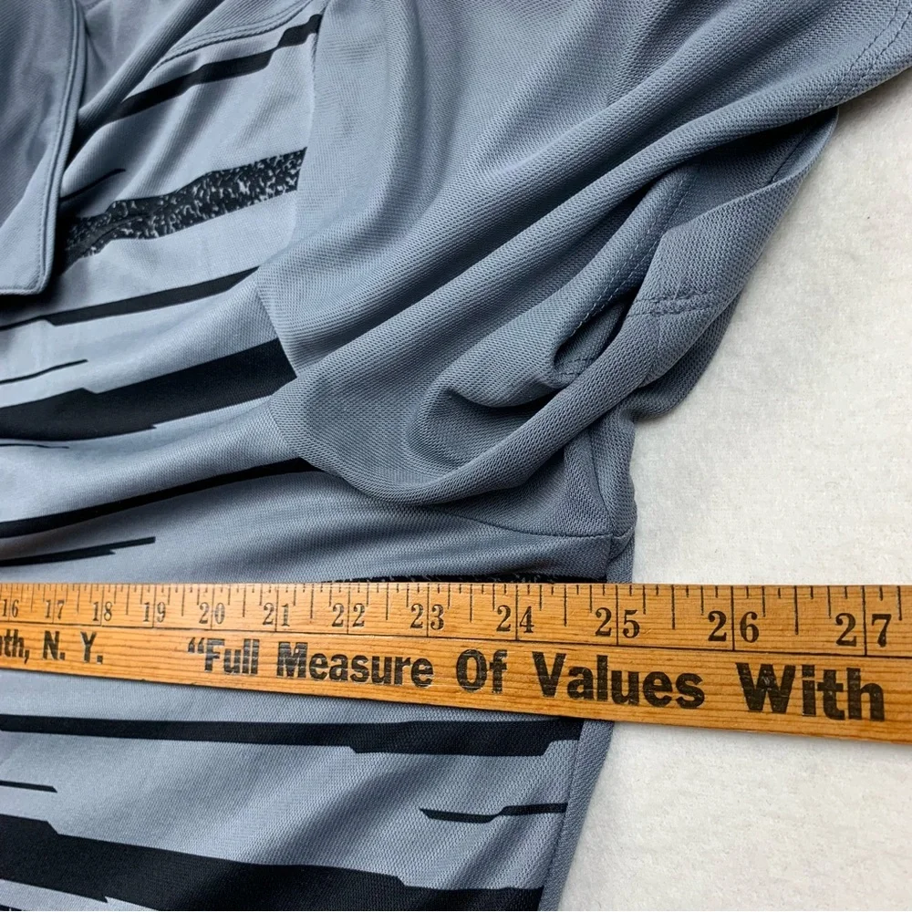 Nike‎ Golf Shirt Mens XL Polo Standard Fit DRI-Fit Gray Black Striped Outdoor